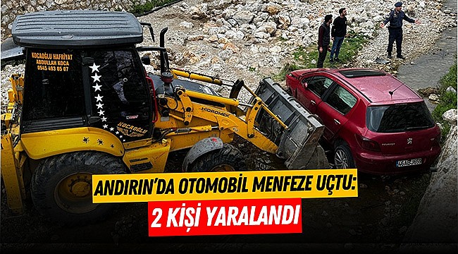 Andırın’da otomobil menfeze uçtu: 2 yaralı