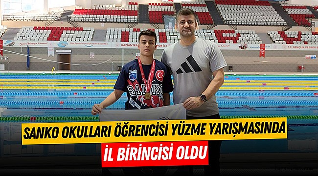 SANKO Okulları Öğrencisi Yüzme Yarışmasında İl Birincisi Oldu