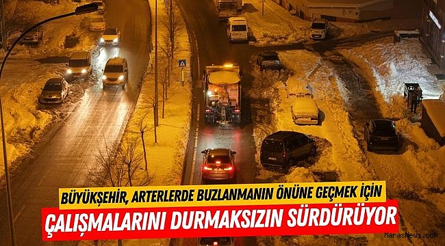 Büyükşehir, Arterlerde Buzlanmanın Önüne Geçmek İçin Çalışmalarını Durmaksızın Sürdürüyor