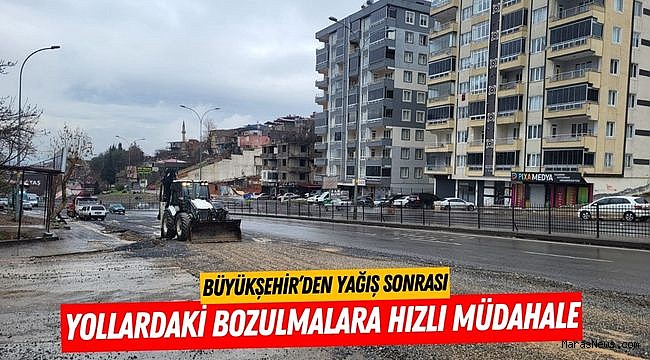 Büyükşehir’den Yağış Sonrası Yollardaki Bozulmalara Hızlı Müdahale