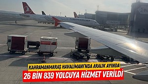 Kahramanmaraş Havalimanı’nda Aralık ayında 26 Bin 839 Yolcuya Hizmet Verildi