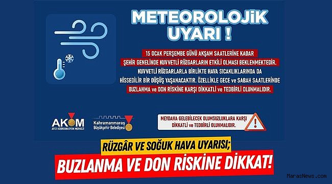 Rüzgâr ve Soğuk Hava Uyarısı; Buzlanma ve Don Riskine Dikkat!