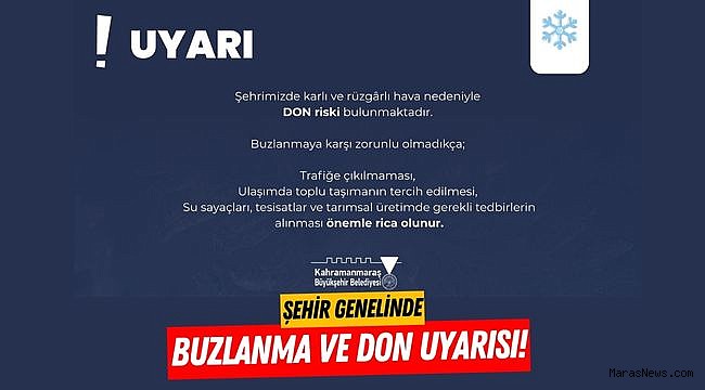 Şehir Genelinde Buzlanma ve Don Uyarısı!